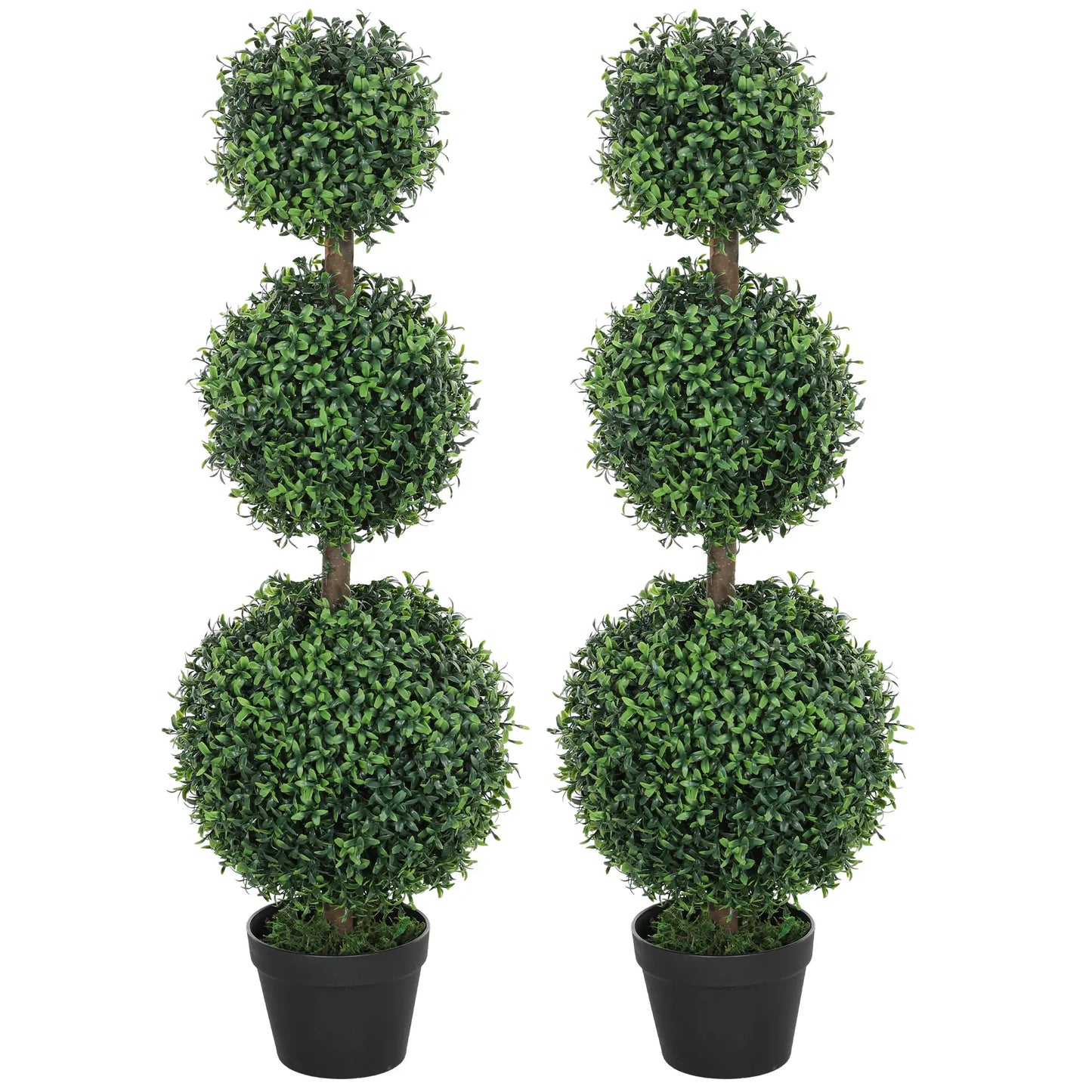 2 Pack 40" Artificial Boxwood Topiary Ball Trees, Indoor Outdoor, Green Artificial Trees Green at Gallery Canada