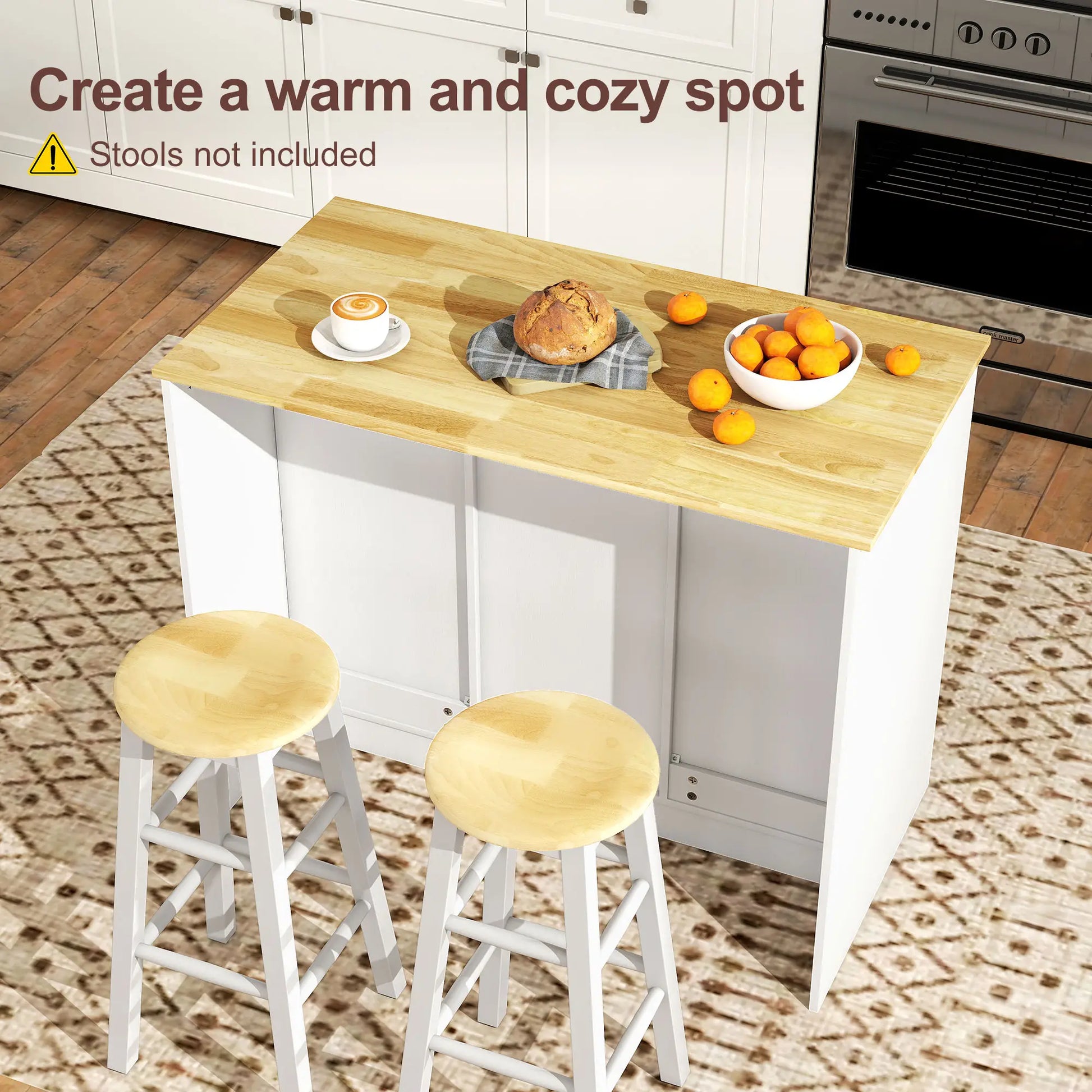 Kitchen Island with Storage, 3 Drawers, 2 Shelves, White Kitchen Islands & Kitchen Carts at Gallery Canada