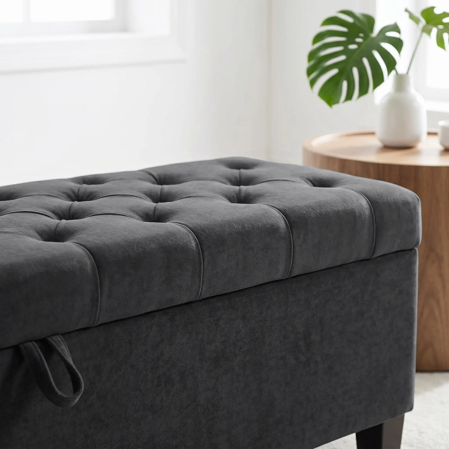 Banc de rangement Ottoman "63" pour lit queen/king, gris foncé