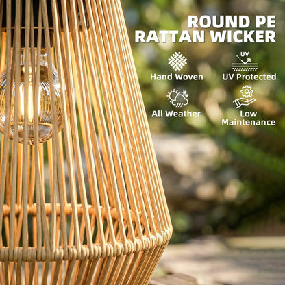 2 Pack Wicker Solar Lanterns, Outdoor Waterproof, Brown Solar Post Lamps at Gallery Canada