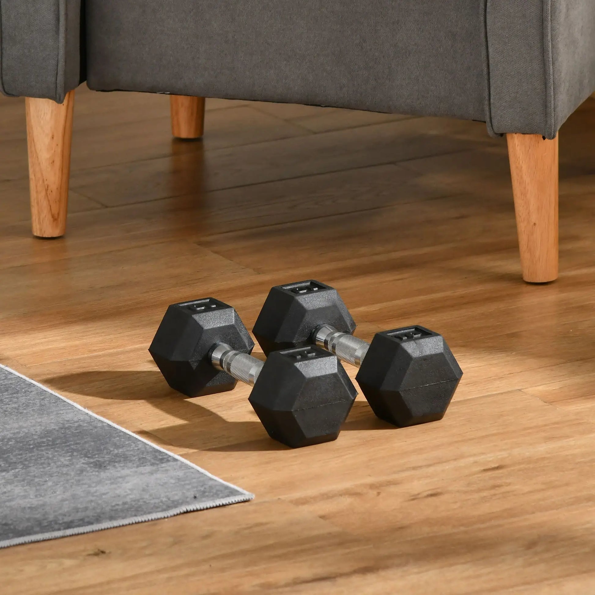 Rubber Dumbbells, 20lbs Total, 10lbs Each, Home Gym, Black Dumbbells & Barbells at Gallery Canada