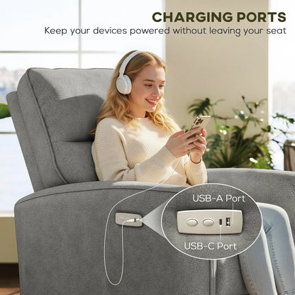 Fabric Recliner Chair, USB Ports, Footrest, Grey Sofas & Reclining Chairs at Gallery Canada