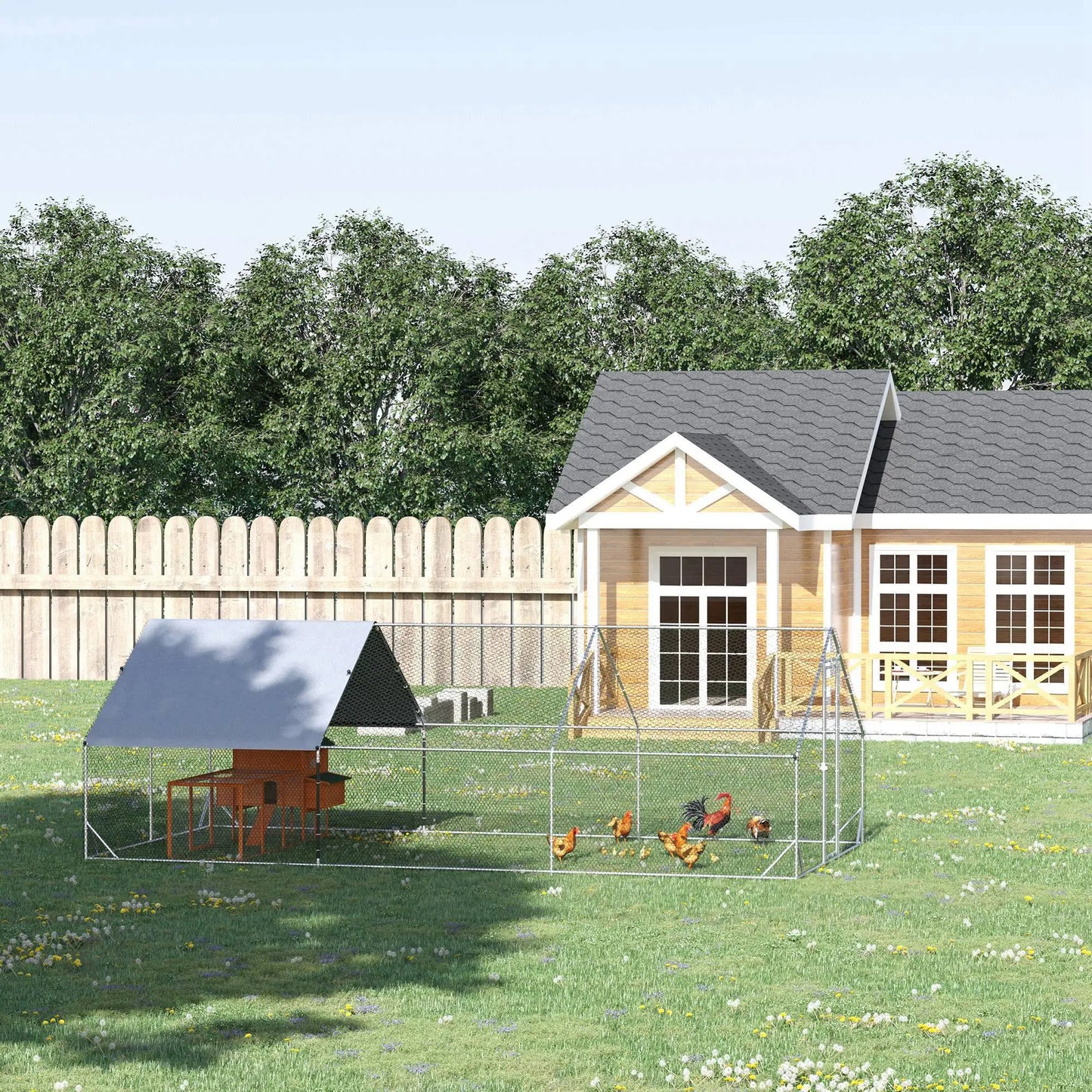 9.8' x 19.7' x 6.6' Chicken Coop, Outdoor Hen House With Cover Chicken Coops at Gallery Canada