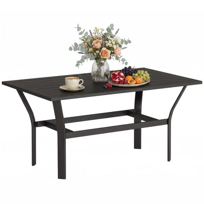 Outdoor Side Table, Slatted Tabletop, Metal Patio Coffee Table, Black Patio Side Tables at Gallery Canada
