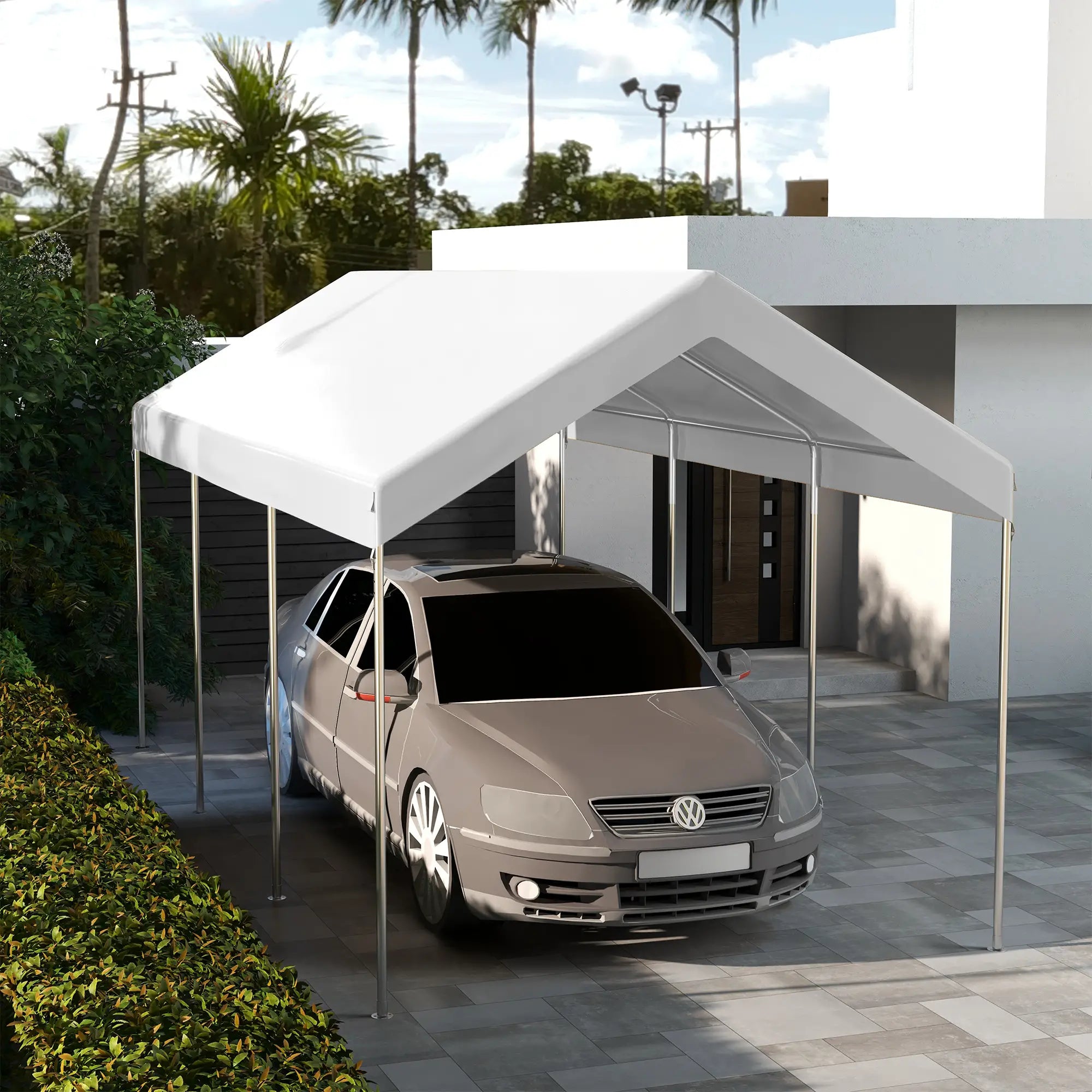 10 x 20ft Carport Canopy, UV Resistant, Ball Bungee Cords, White Gazebo Canopy Replacement at Gallery Canada