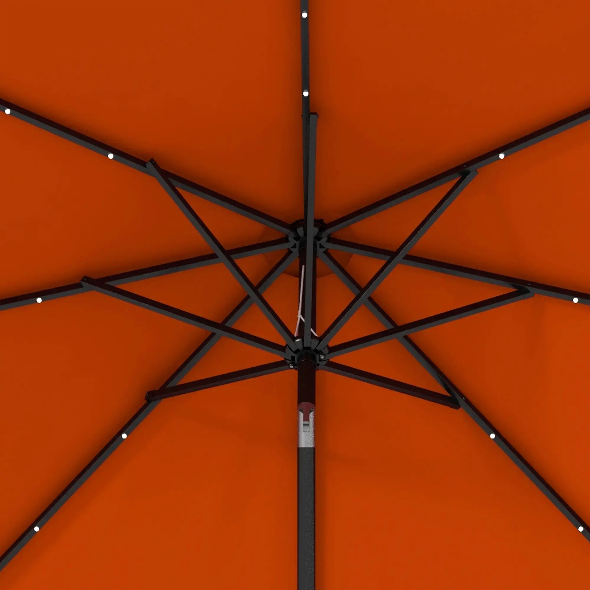 9ft Solar Patio Umbrella, 24 LED Lights, Tilt Canopy, Orange Sun Umbrellas at Gallery Canada
