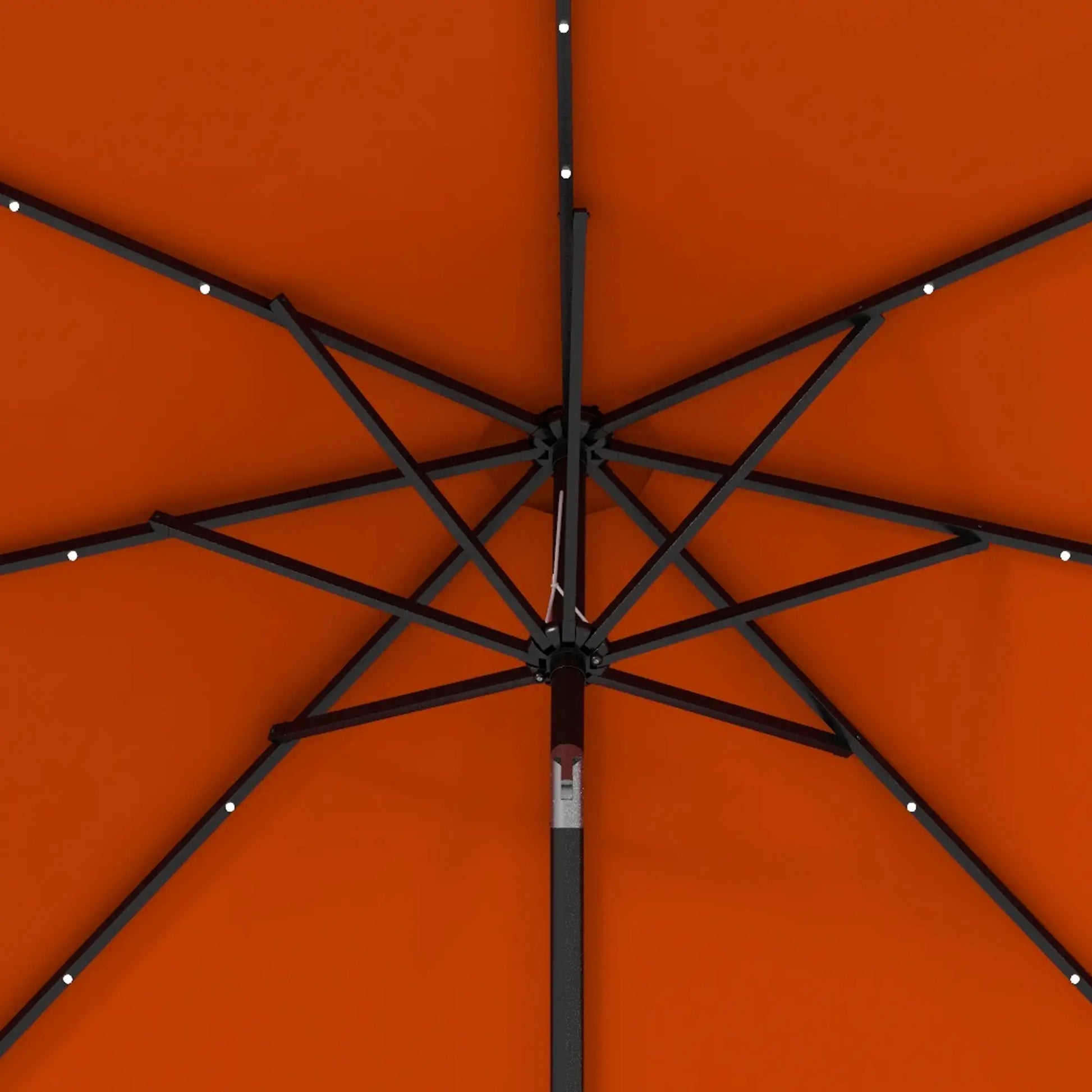9ft Solar Patio Umbrella, 24 LED Lights, Tilt Canopy, Orange Sun Umbrellas at Gallery Canada