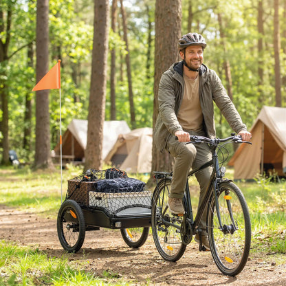 Bike Cargo Trailer, 16" Wheels, Quick Release, Cargo Net, Red Flag, Red Bike Cargo Trailers at Gallery Canada