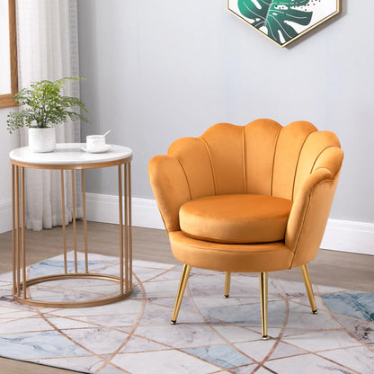 Modern Velvet Accent Chair, Gold Metal Legs, 1-Piece, Yellow Accent Chairs at Gallery Canada