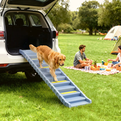 Foldable Dog Ramp With Anti-Slip Steps, Grey Dog Stairs at Gallery Canada