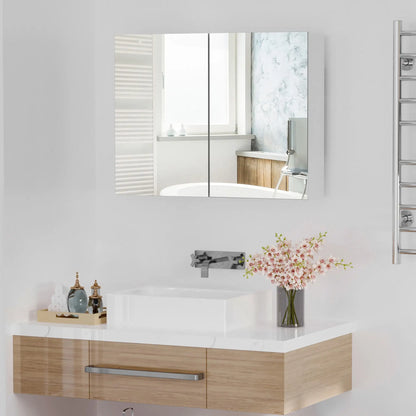 Wall-Mounted Bathroom Mirror Cabinet, Double Doors, Adjustable Shelf, Lilac Mirror Medicine Cabinets at Gallery Canada