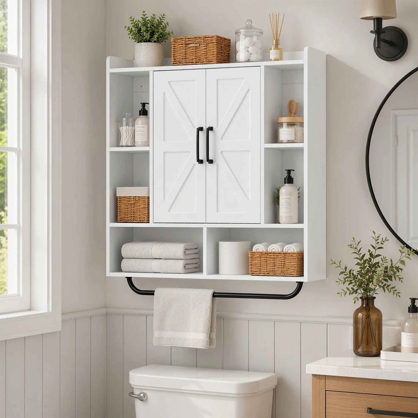 Bathroom Wall Cabinet, Open & Hidden Storage, White Wall Mounted Cabinets at Gallery Canada