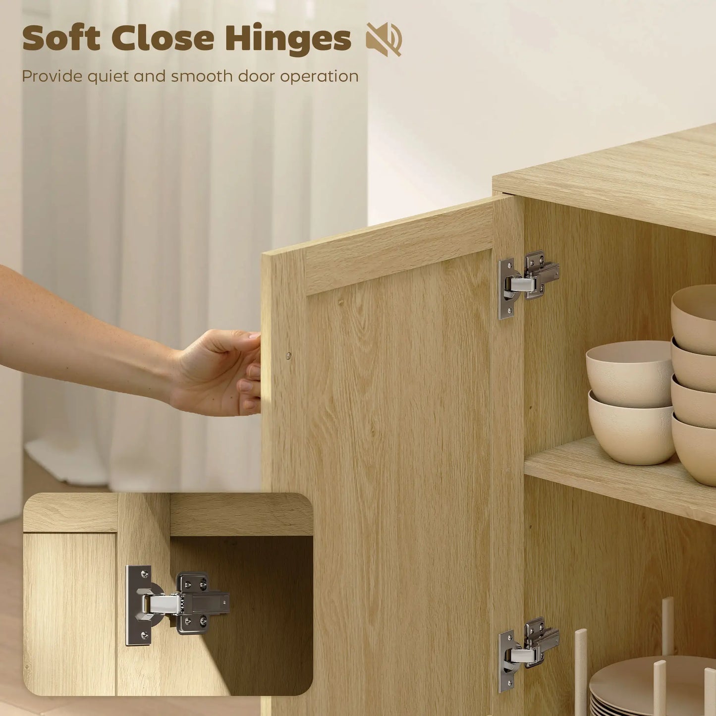 47 Inch Buffet Cabinet, Rattan Sideboard with Drawers, Natural Bar Cabinets at Gallery Canada