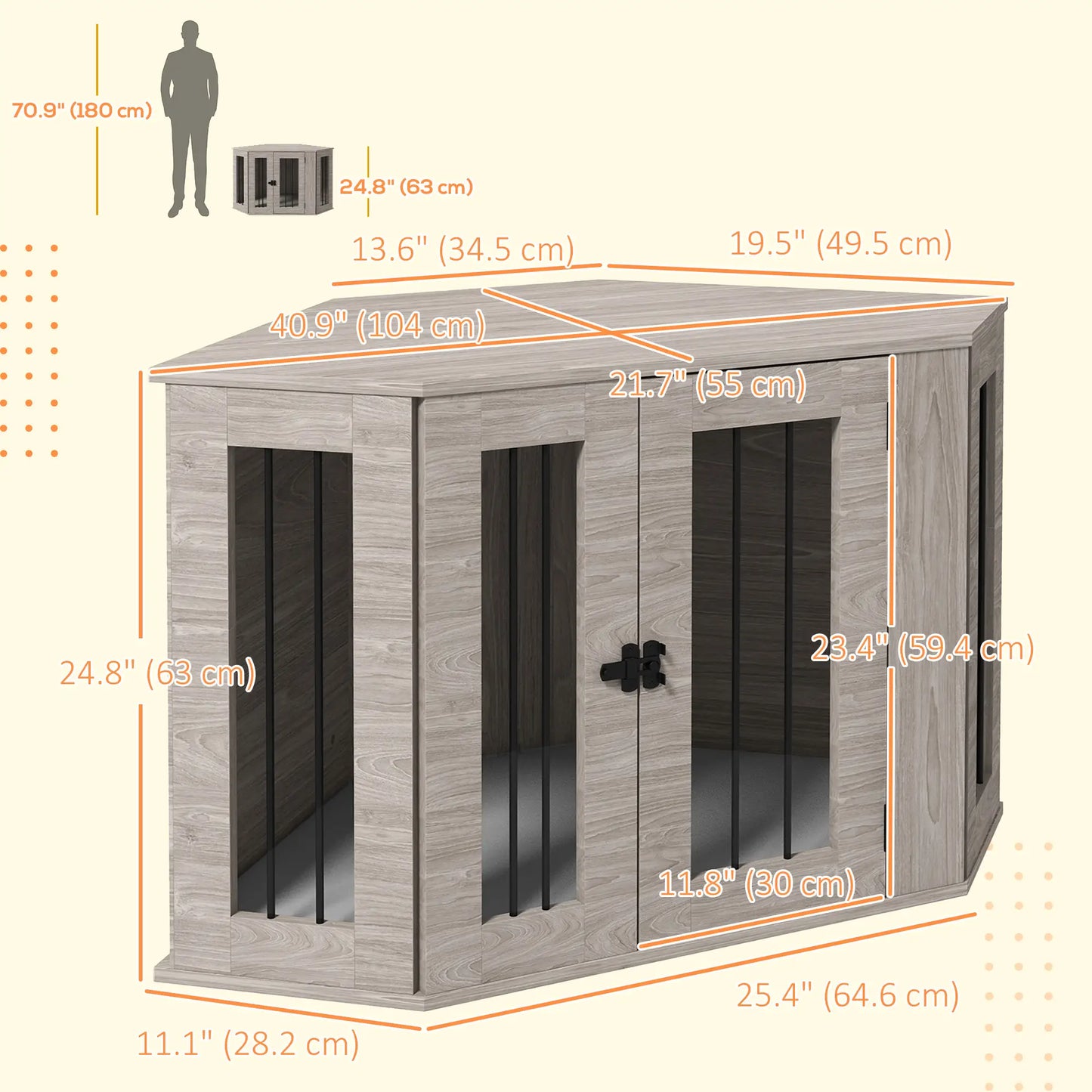Dog Crate Furniture with Cushion, 41 Inch, Corner Design End Table, Grey Houses, Kennels & Pens at Gallery Canada