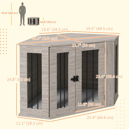 Dog Crate Furniture with Cushion, 41 Inch, Corner Design End Table, Grey Houses, Kennels & Pens at Gallery Canada