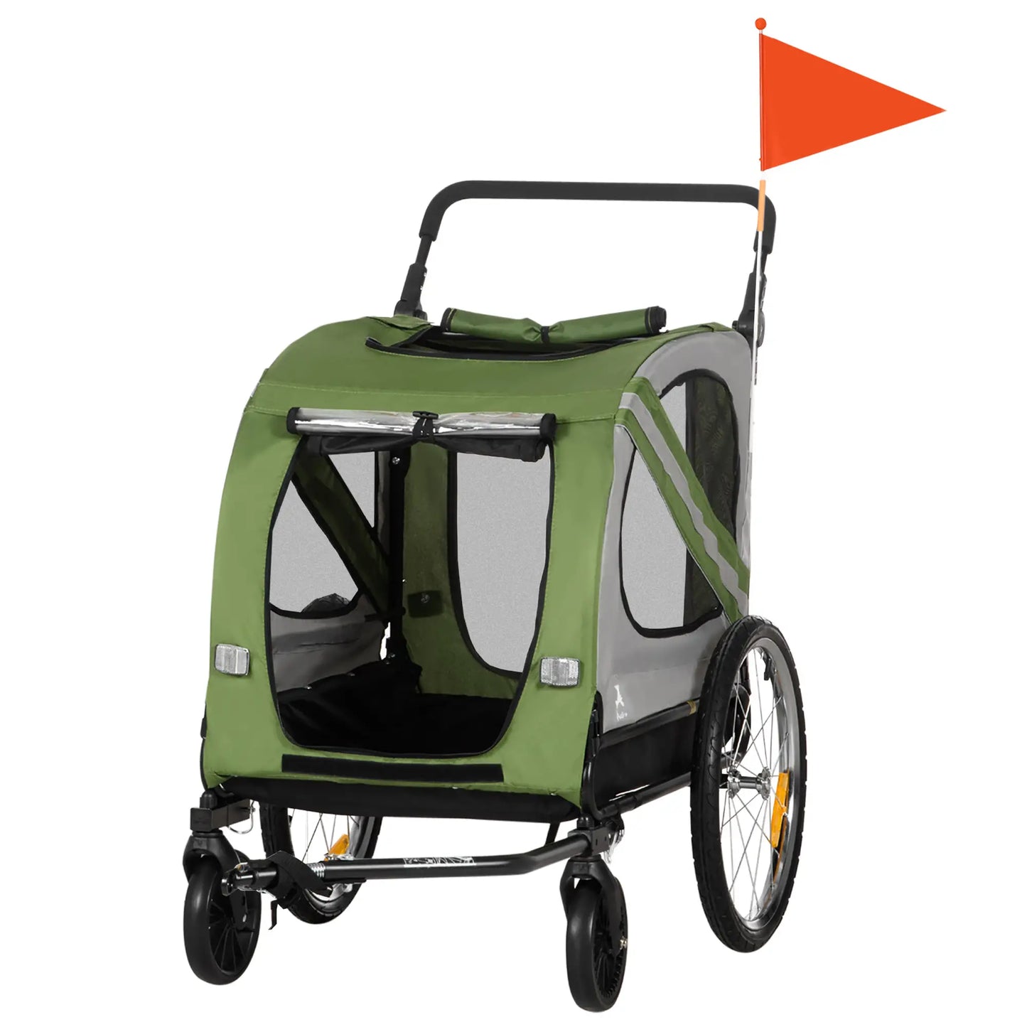 Dog Bike Trailer, 2-in-1 Pet Stroller, Universal Wheel Reflectors, Green Dog Bike Trailers & Strollers at Gallery Canada