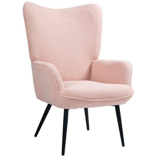 Accent Sherpa Chair, Upholstered Armchair, Fluffy Wingback Chair for Living Room, Reading Room, Pink at Gallery Canada