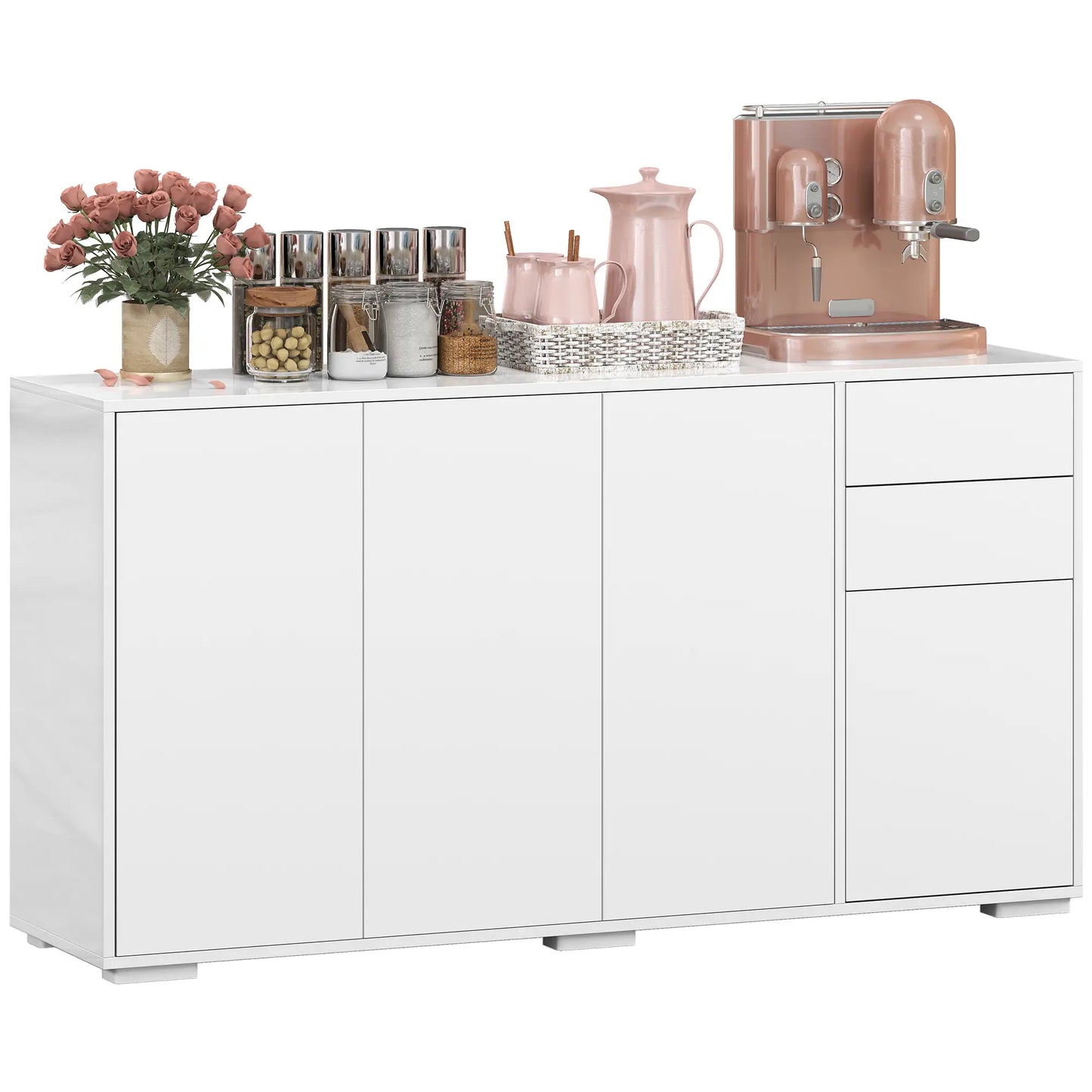 Kitchen Sideboard Storage Cabinet, Modern Coffee Bar with 2 Drawers, White Bar Cabinets at Gallery Canada