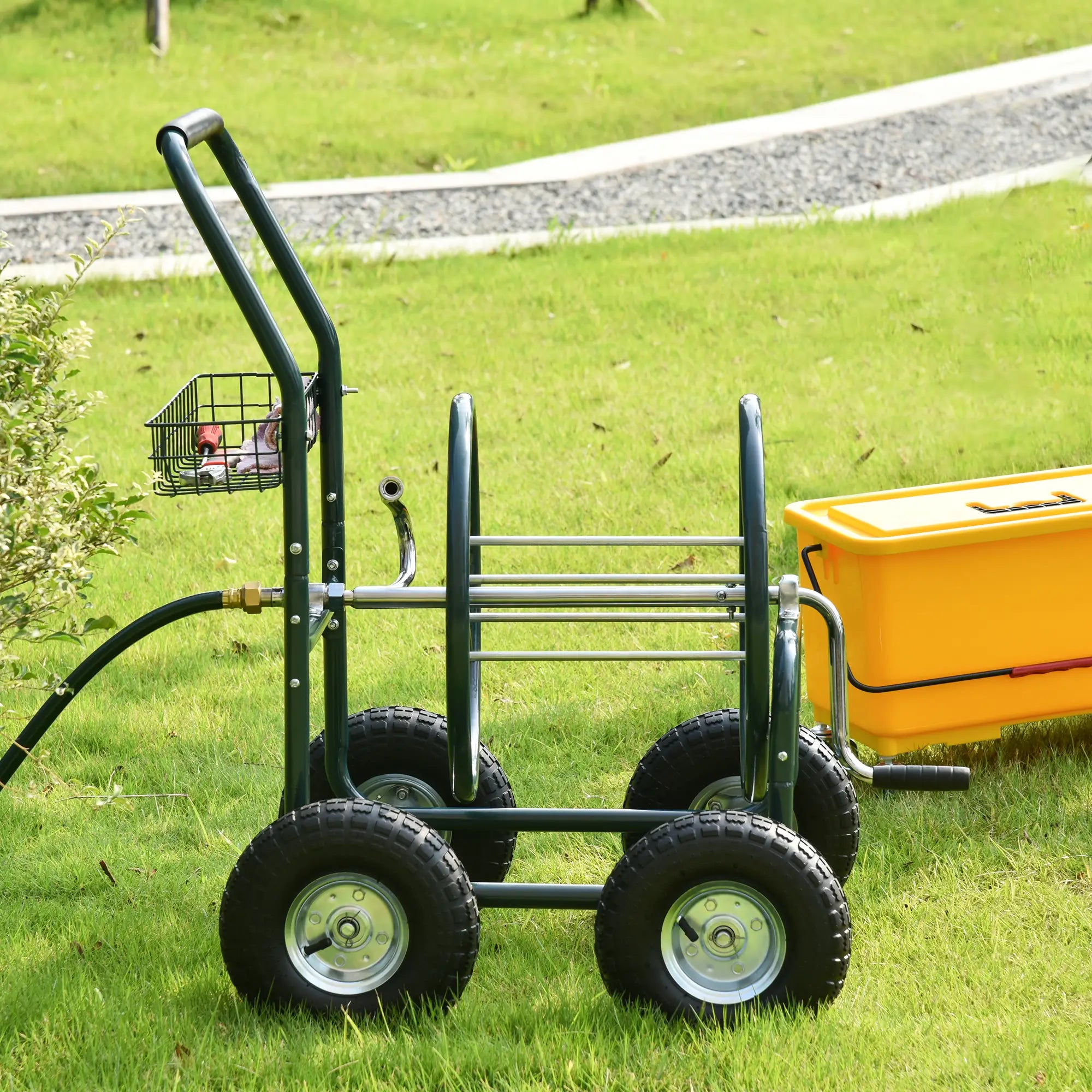 Portable Garden Hose Reel Cart, 4 Wheels, Storage Basket Folding Garden Carts at Gallery Canada