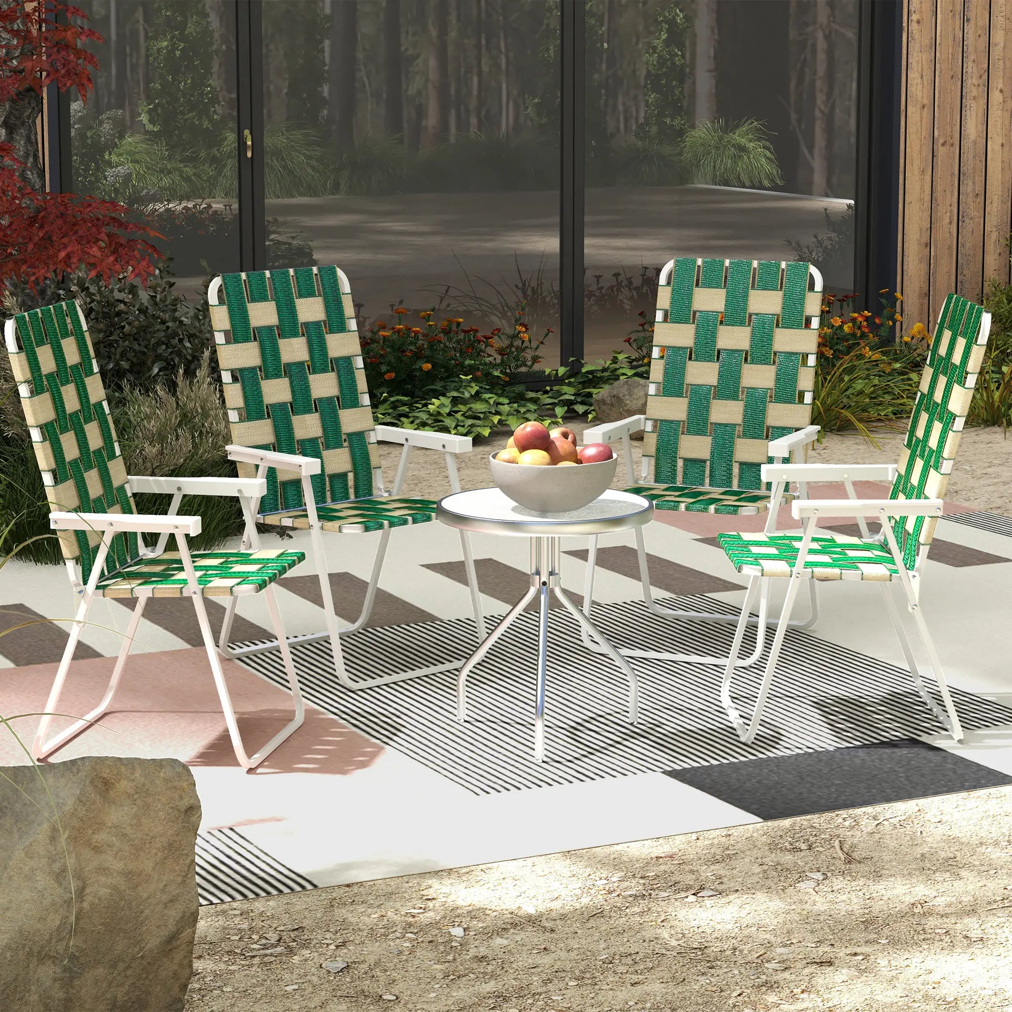 Folding Patio Chairs Set, 4 Pack With Armrests, Green Patio Chairs at Gallery Canada