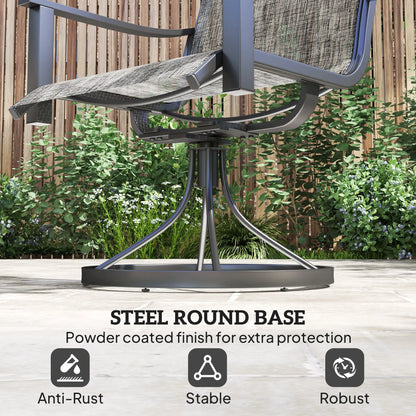 2 Rocking Swivel Patio Chairs, Mesh Outdoor Dining, High Back, Mixed Grey, Grey Bistro Sets at Gallery Canada