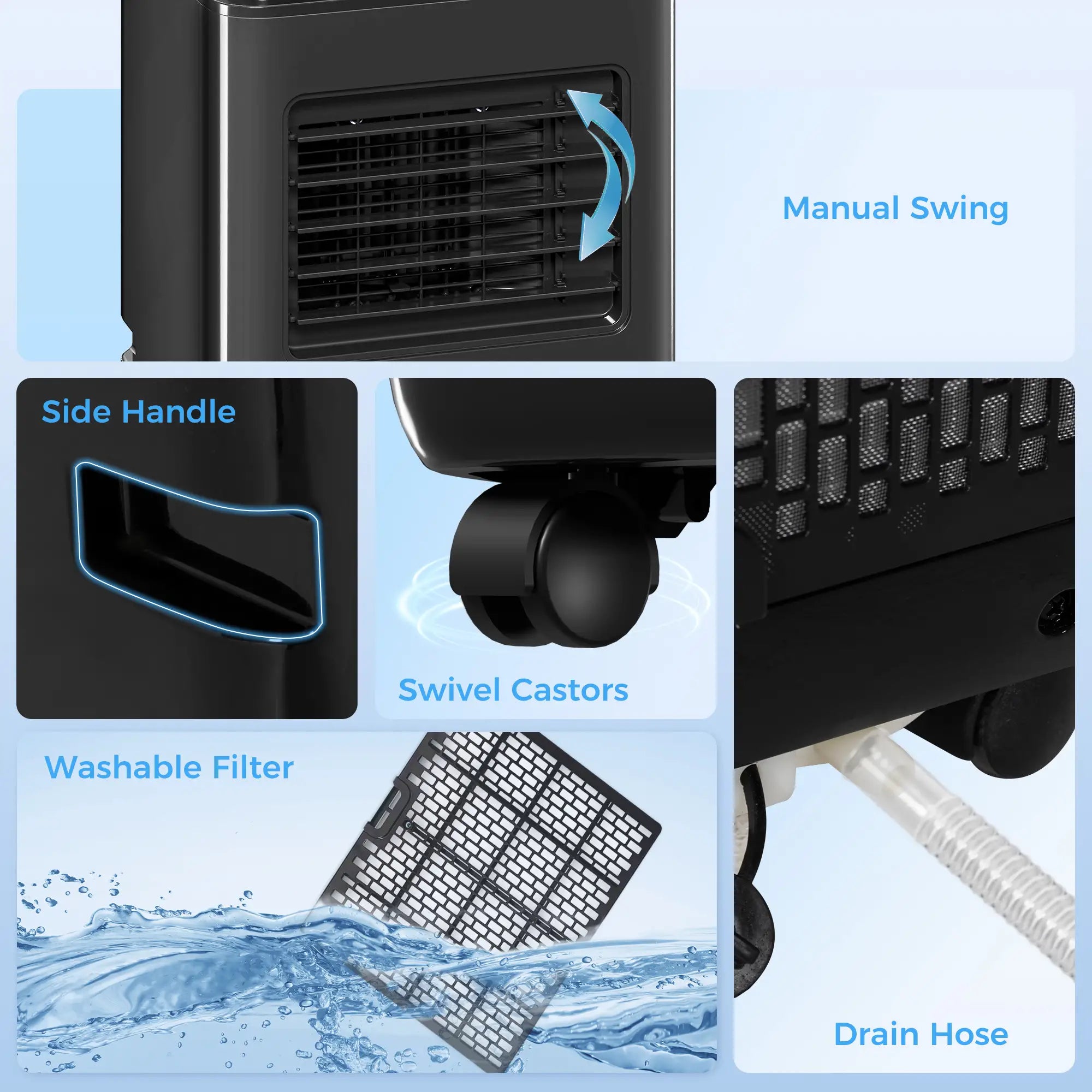 8,000 BTU Mobile Air Conditioner, 345 Sq. Ft., Dehumidifier Fan, Black Air Conditioner at Gallery Canada