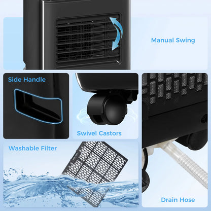 8,000 BTU Mobile Air Conditioner, 345 Sq. Ft., Dehumidifier Fan, Black Air Conditioner at Gallery Canada