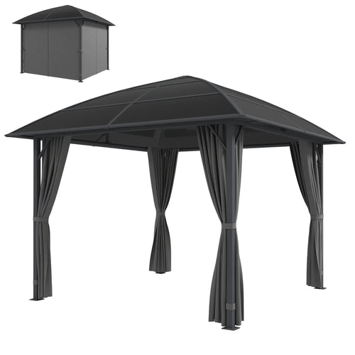 10' x 10' Hardtop Gazebo, Steel Frame, UV50+ Polycarbonate Roof, Light Grey