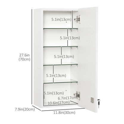 Wall Mount Medicine Cabinet, 5-Tier Lockable, Adjustable Shelves, White Mirror Medicine Cabinets at Gallery Canada