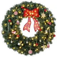 Artificial Xmas Wreath 36" Pre-Lit 130 LED Lights, Green