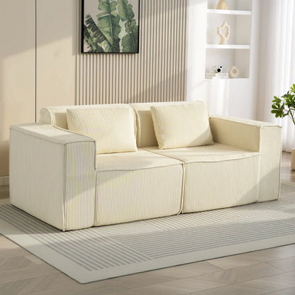 Boneless Couch, Corduroy 3 Seater Sofa, Deep Seat, Wide Armrests, Beige 3-Seater Sofas at Gallery Canada