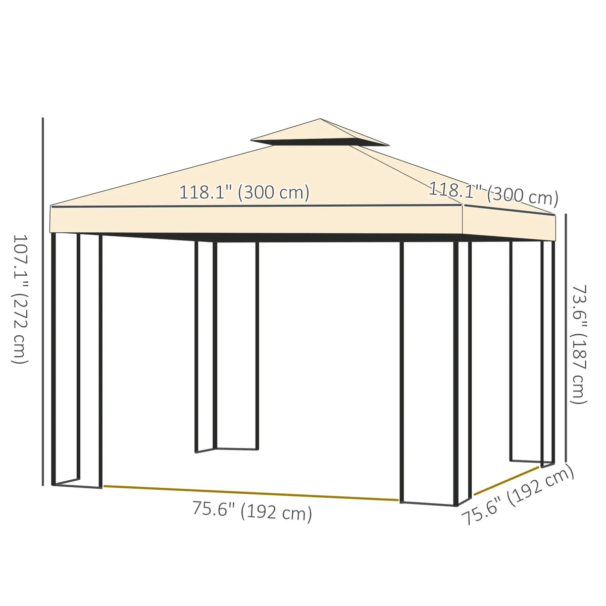 10'X10' Soft Top Steel Patio Gazebo, Outdoor Sun Shelter, Beige Gazebos at Gallery Canada