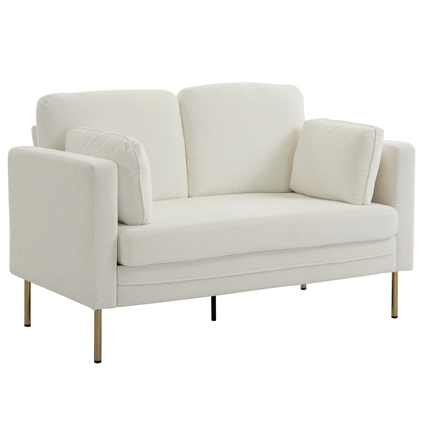 55" Loveseat Sofa, Metal Legs, 2 Pillows, Cream White 2-Seater Sofas at Gallery Canada