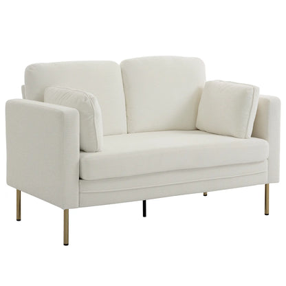 55" Loveseat Sofa, Metal Legs, 2 Pillows, Cream White 2-Seater Sofas at Gallery Canada