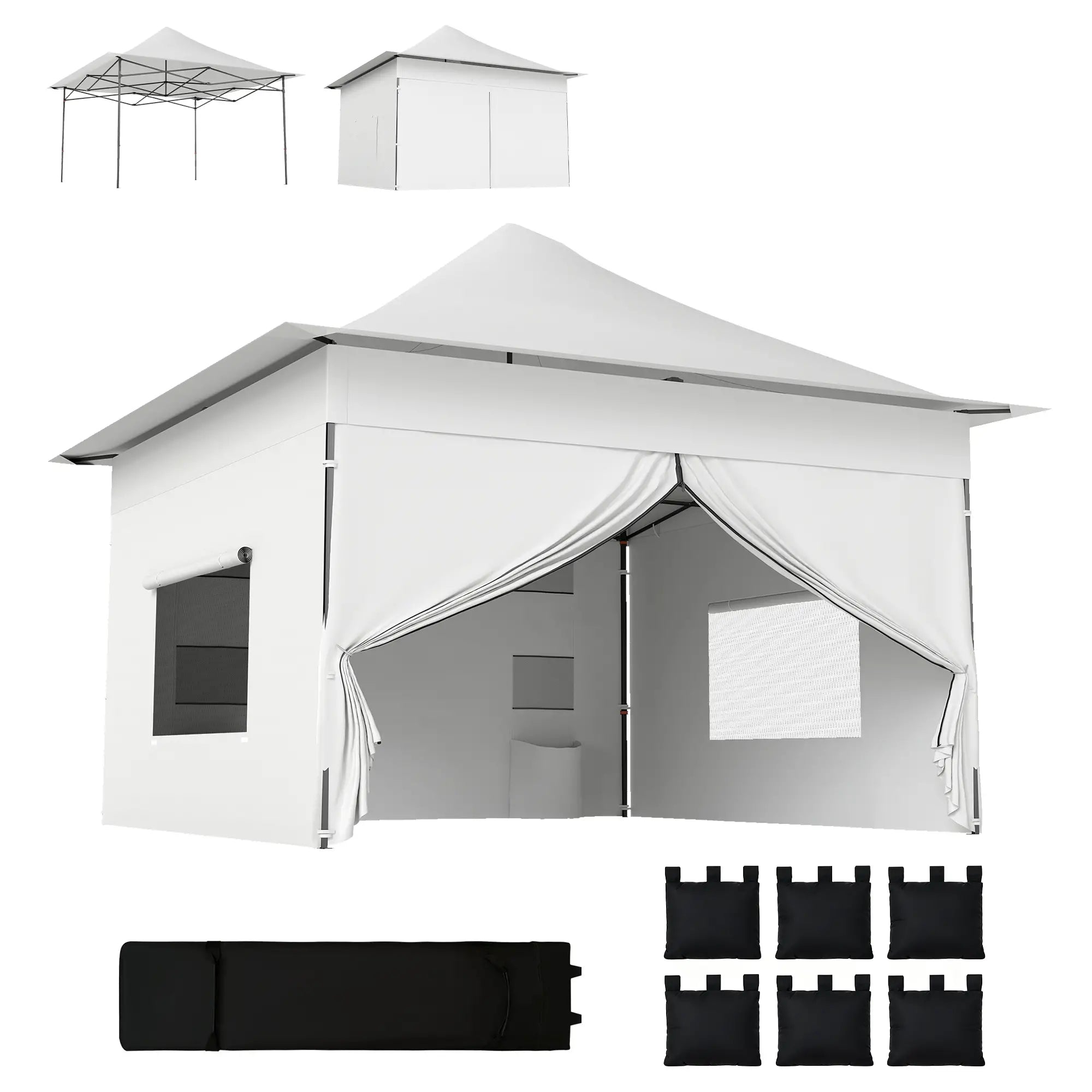 12 x 12 ft Pop Up Canopy Tent, UPF50+ 420D Outdoor Shelter, Silver Pop Up Canopies at Gallery Canada