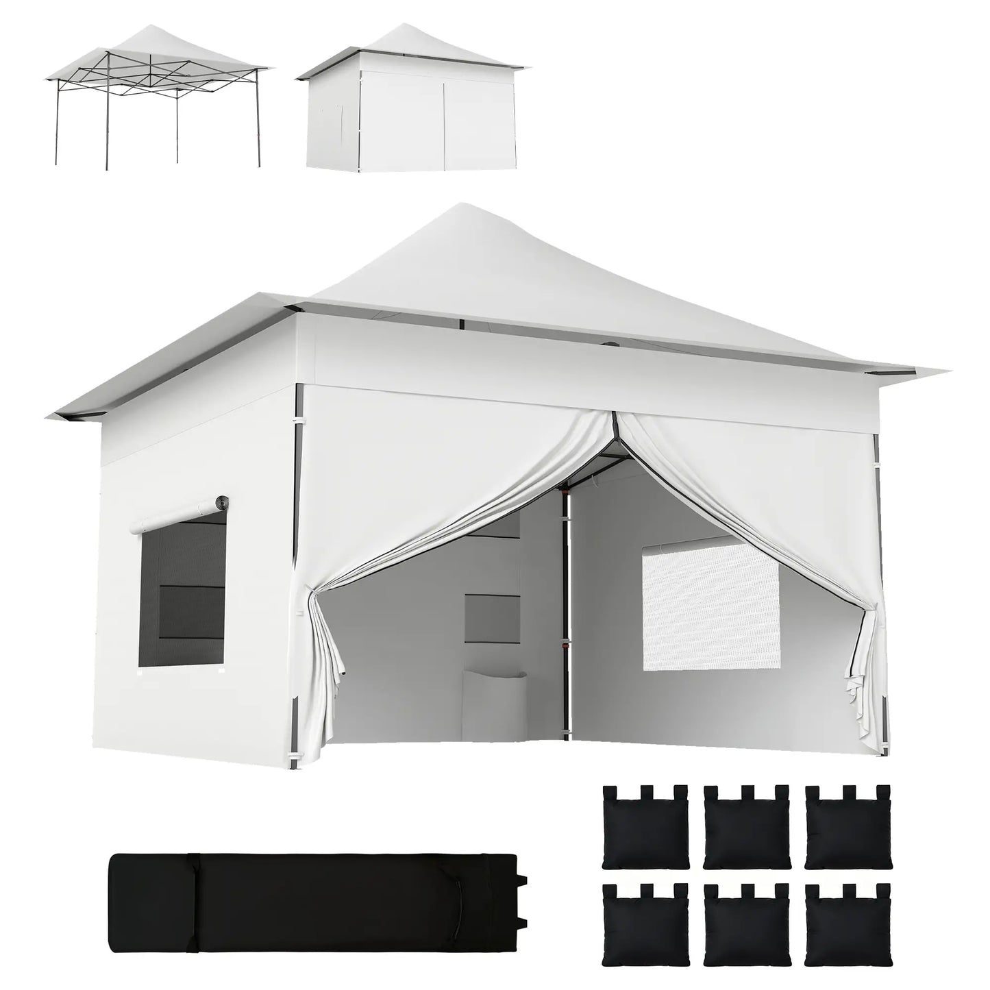 12 x 12 ft Pop Up Canopy Tent, UPF50+ 420D Outdoor Shelter, Silver Pop Up Canopies at Gallery Canada