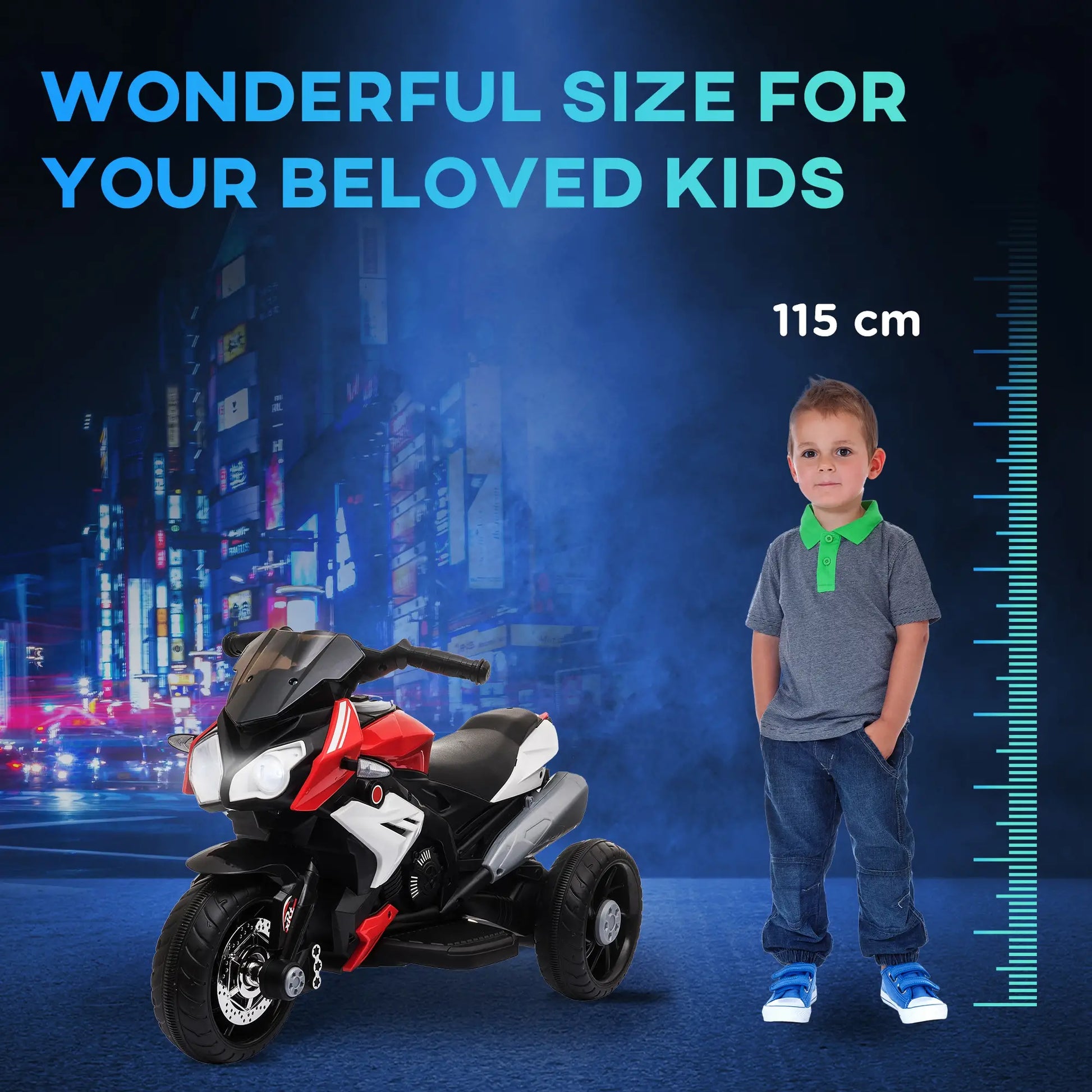 Kids Electric Motorcycle Ride-On Toy, 3 Wheels, Music, Horn, Lights, Red Electric Motorcycles at Gallery Canada