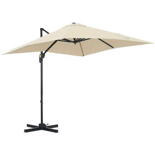 8' x 8' Square Patio Umbrella, 360° Rotation, Aluminum, White
