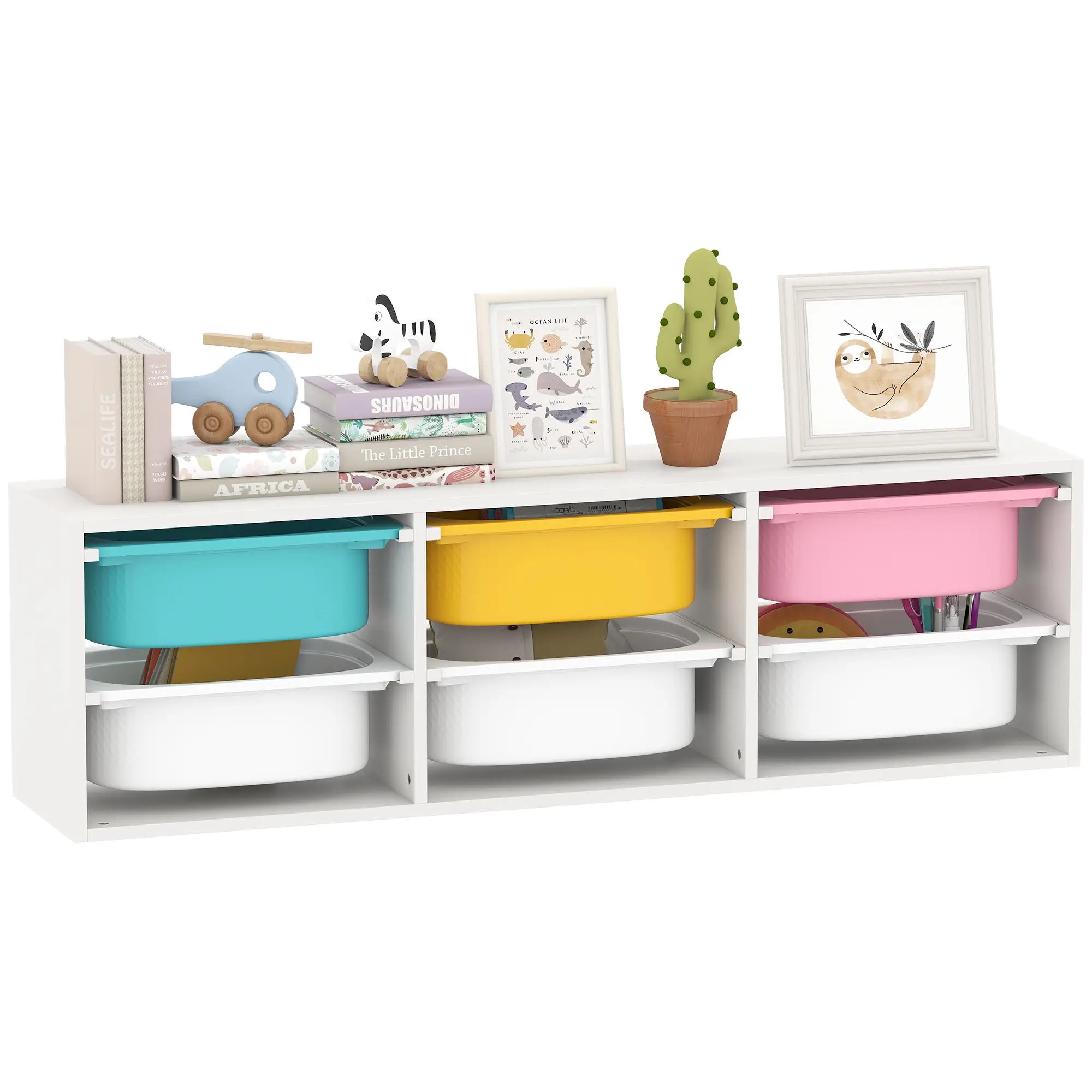 Kids Toy Storage Organizer with 6 Removable Plastic Bins Bookshelves & Bookcases at Gallery Canada