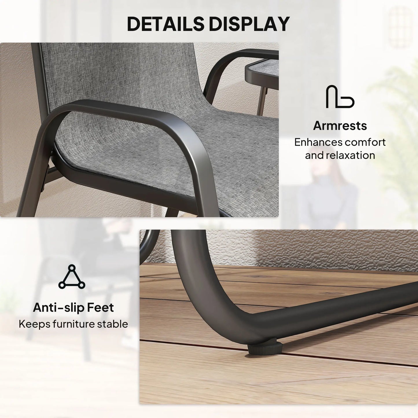 Outdoor Bistro Set, 3-Piece Patio Set, Mesh Fabric, Light Grey Bistro Sets at Gallery Canada