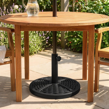18" Heavy Duty Round Market Umbrella Base, Rattan Design, Black Umbrella Bases at Gallery Canada