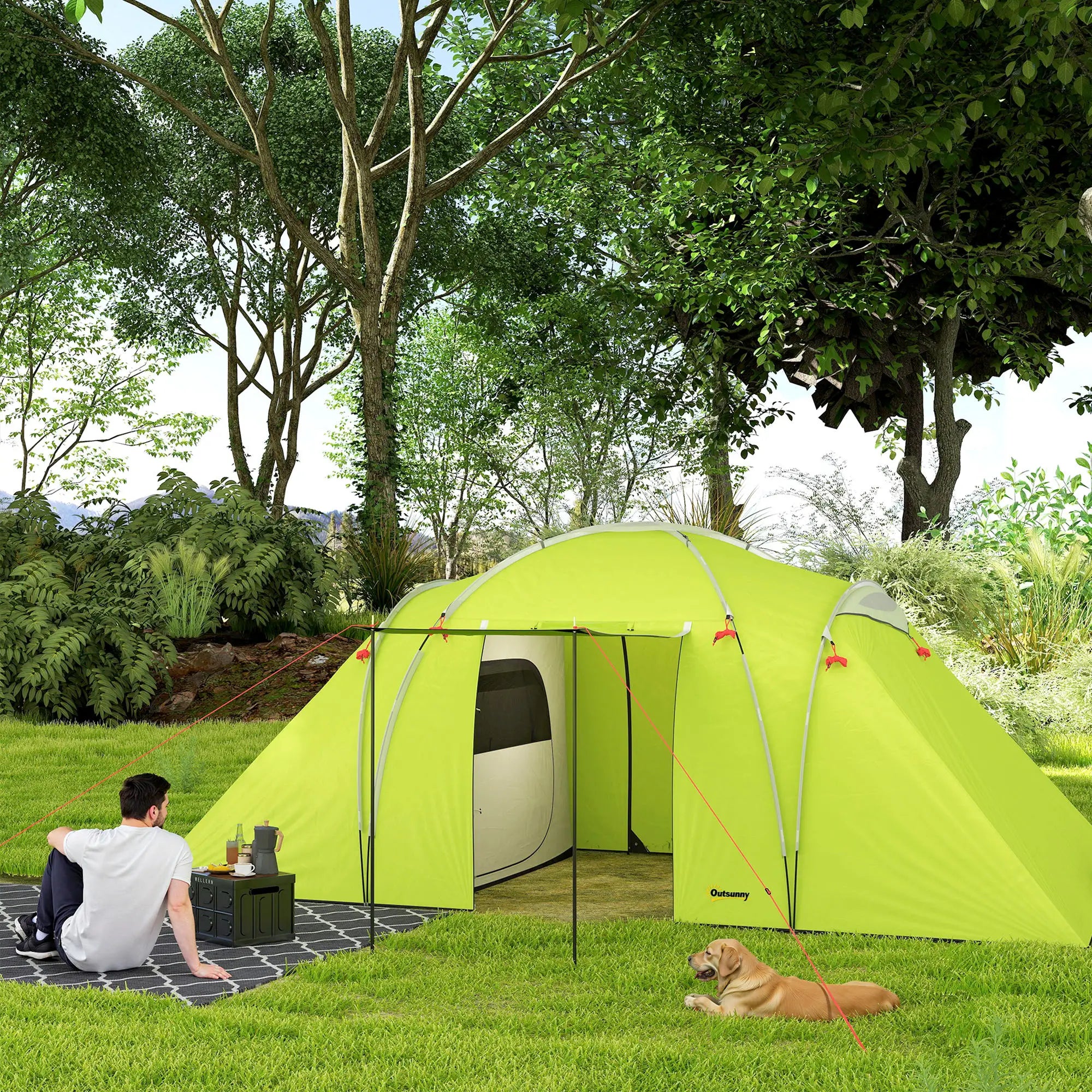 4-6 Person Camping Tent, 2000mm Waterproof, 2 Bedrooms, Living Area Camping Tents at Gallery Canada