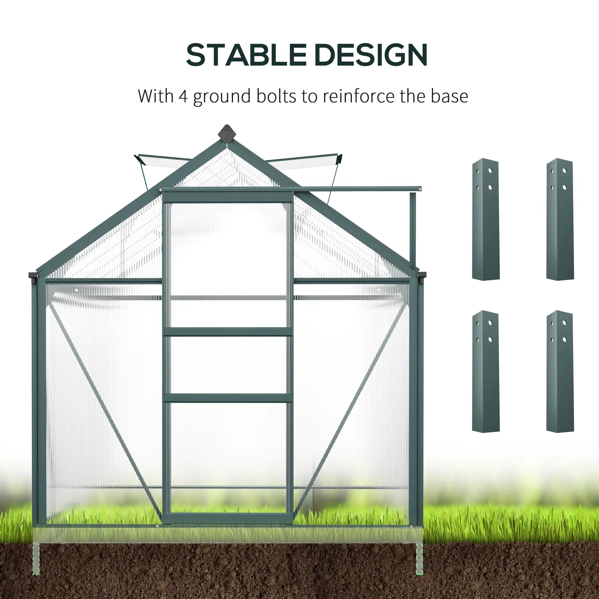 6' x 10' x 6.6' Polycarbonate Greenhouse, Walk-In Garden Kit, Green Walk In Greenhouses at Gallery Canada
