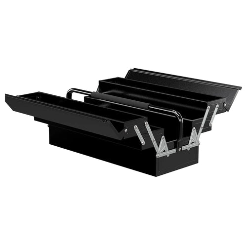 22 Inches Metal Tool Box, 5-Tray Cantilever Steel Chest, Black
