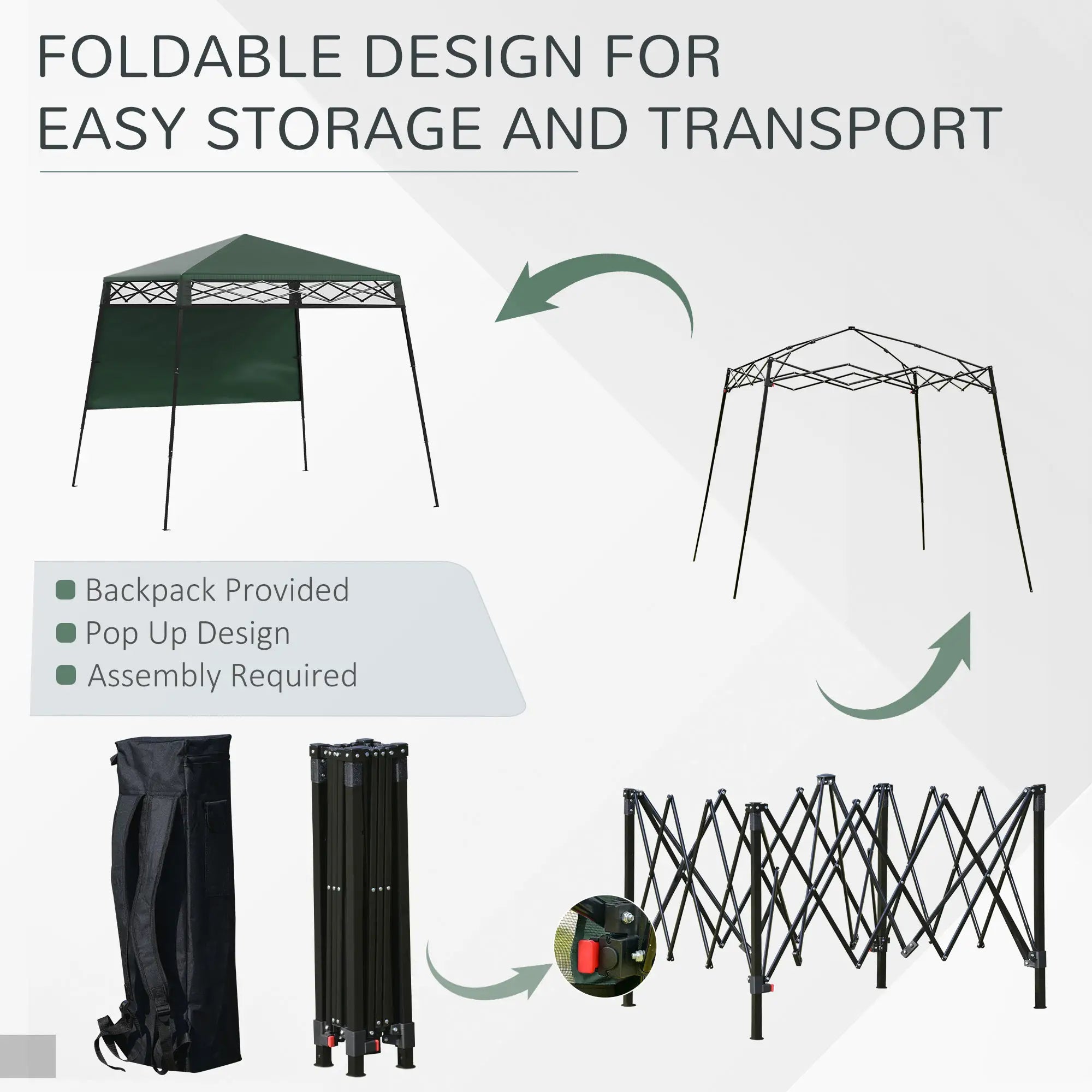 7' x 7' Pop Up Canopy Gazebo Tent, Adjustable Legs, Green Pop Up Canopies at Gallery Canada