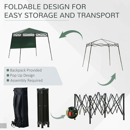 7' x 7' Pop Up Canopy Gazebo Tent, Adjustable Legs, Green Pop Up Canopies at Gallery Canada
