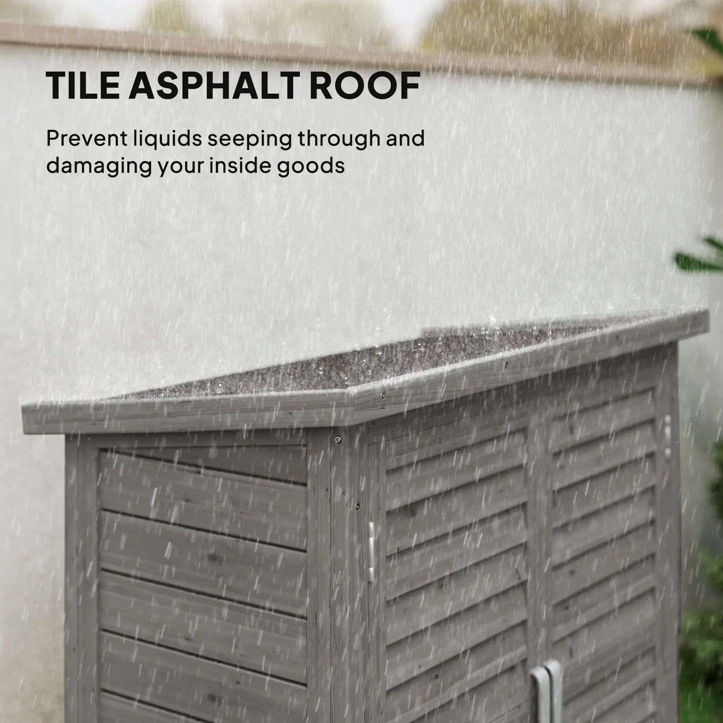 Wooden Garden Storage Shed, 2 Door, 34" x 18" x 38", Grey