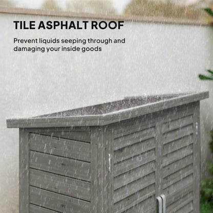 Wooden Garden Storage Shed, 2 Door, 34" x 18" x 38", Grey