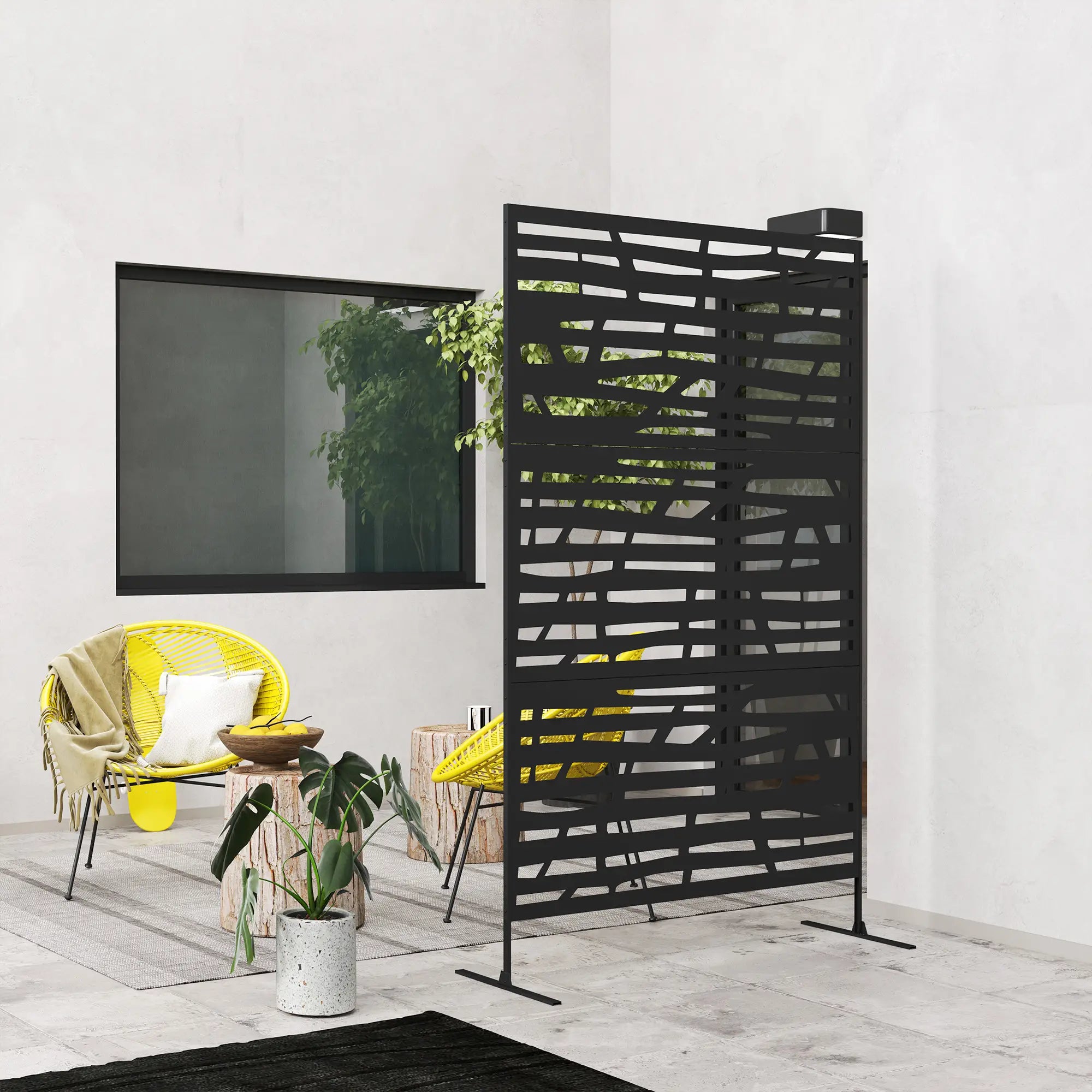Outdoor Privacy Panel, Freestanding Metal Divider, Garden, Backyard, Deck, Black Side Awnings at Gallery Canada