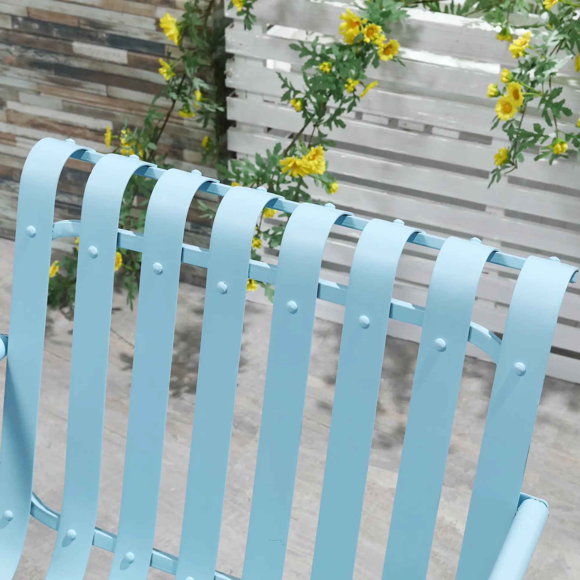 3-Piece Patio Bistro Set, Metal Frame, 2 Chairs & Round Table, Sky Blue Bistro Sets at Gallery Canada